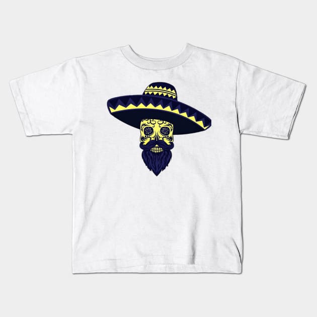 Sugar skull with beard Kids T-Shirt by TheSkullArmy